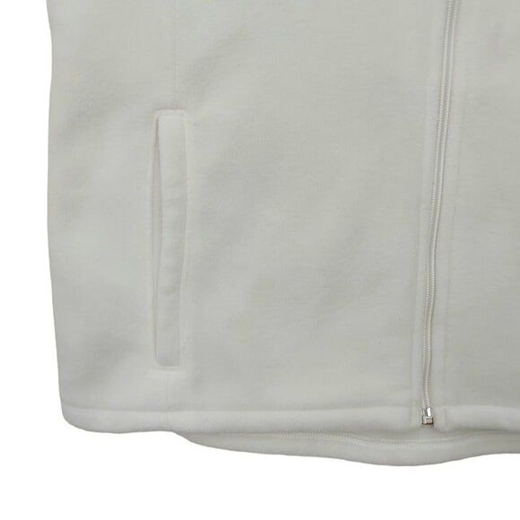 Woolrich Fleece Vest Womens Medium White Full Zip High Neck Lightweight Cozy - Picture 8 of 9